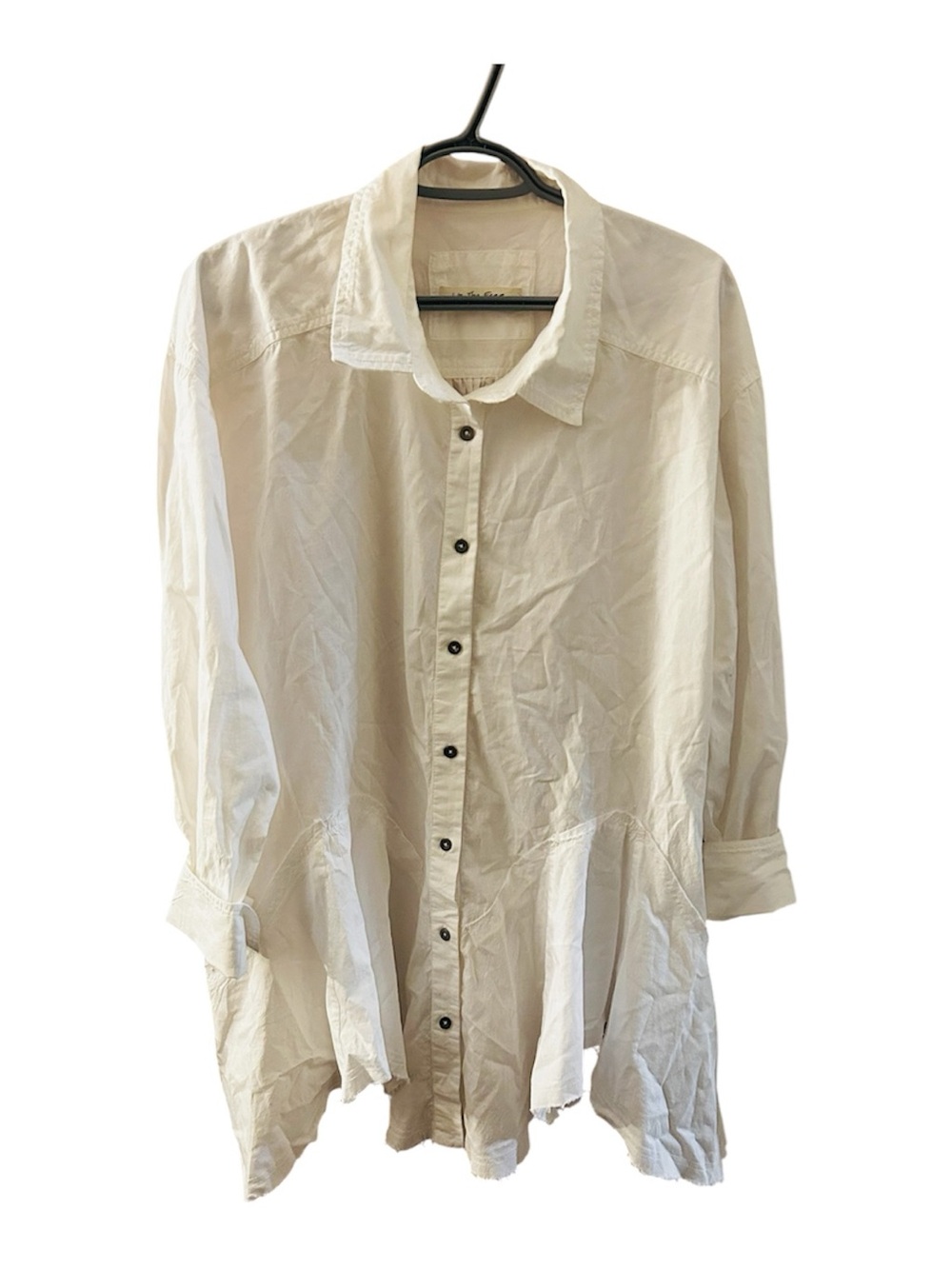 We The Free Oversized Cream Button-Front Shirt